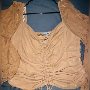 Fashion Nova Mesh Rusched Blouse (cropped) - 2x